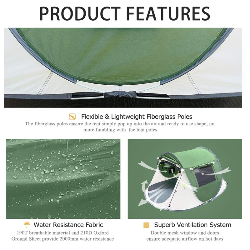 Cheap Goat Tents Pop up Lightweight Double Single layer Waterproof Tent Outdoor Park Picnic Travel Camp Hand Throw Boat Wigwam Self driving Tour   